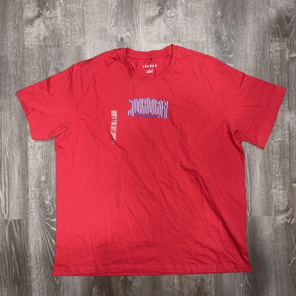 Air Jordan Nike T-Shirt Mens Size 3XL Red Crew Neck Jordan Spell Out Back